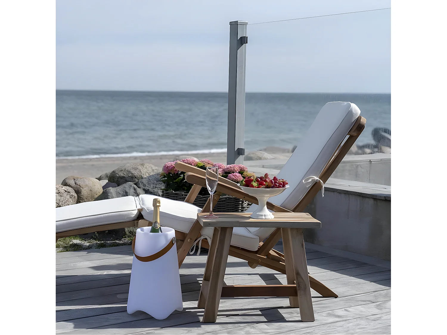 SITJES - Table d'Appoint Rectangulaire en Teck Massif