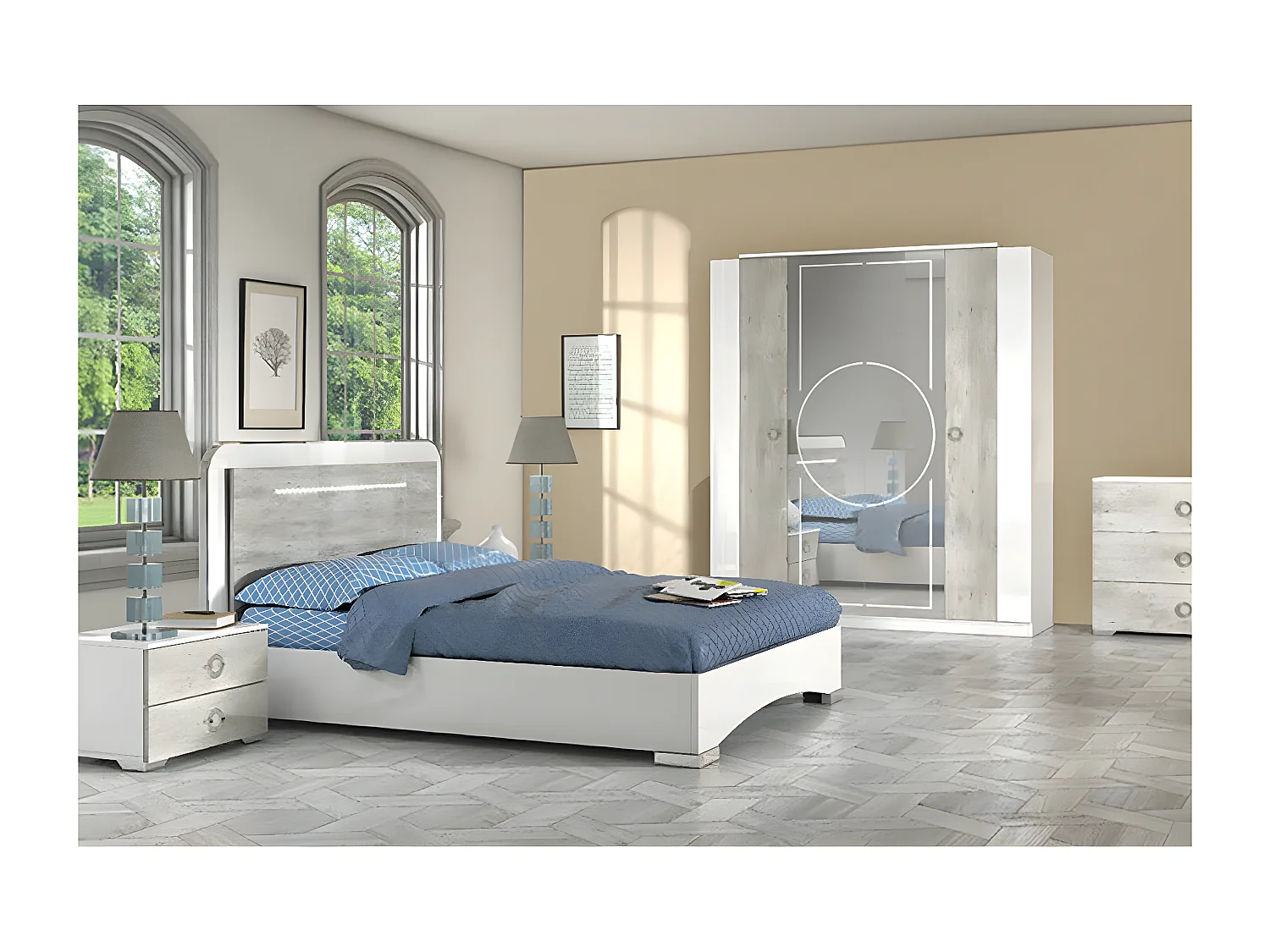 GOYA - Chambre Complète 140x190cm avec Commode