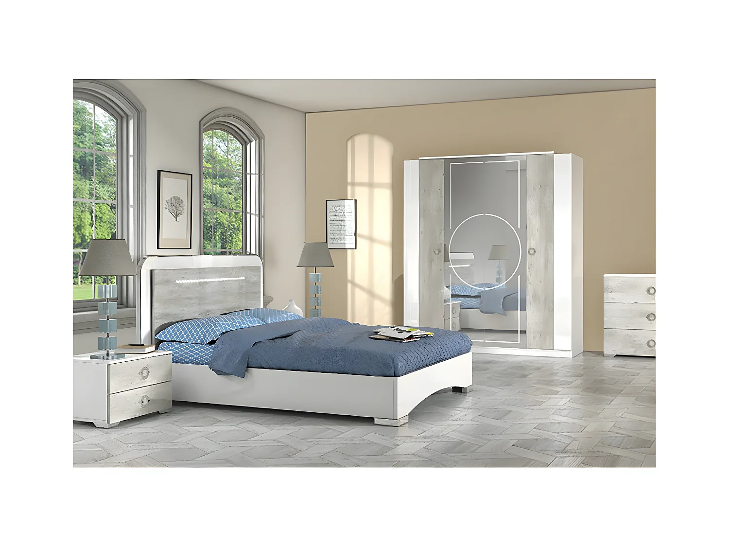 GOYA - Chambre Complète 140x190cm avec Commode