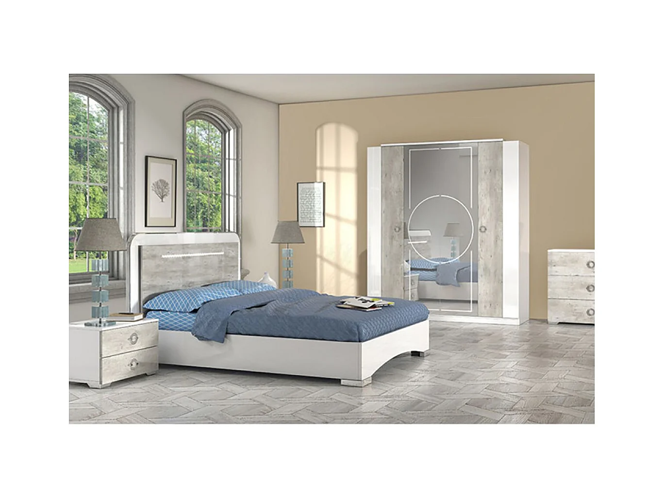 GOYA - Chambre Complète 160x200cm avec Commode