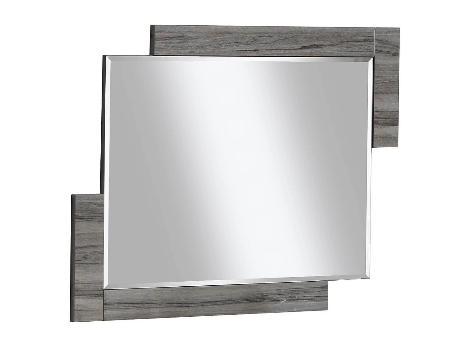 BETTY - Chambre 140x190cm avec Commode Effet Noyer Grisé et Métal Chromé