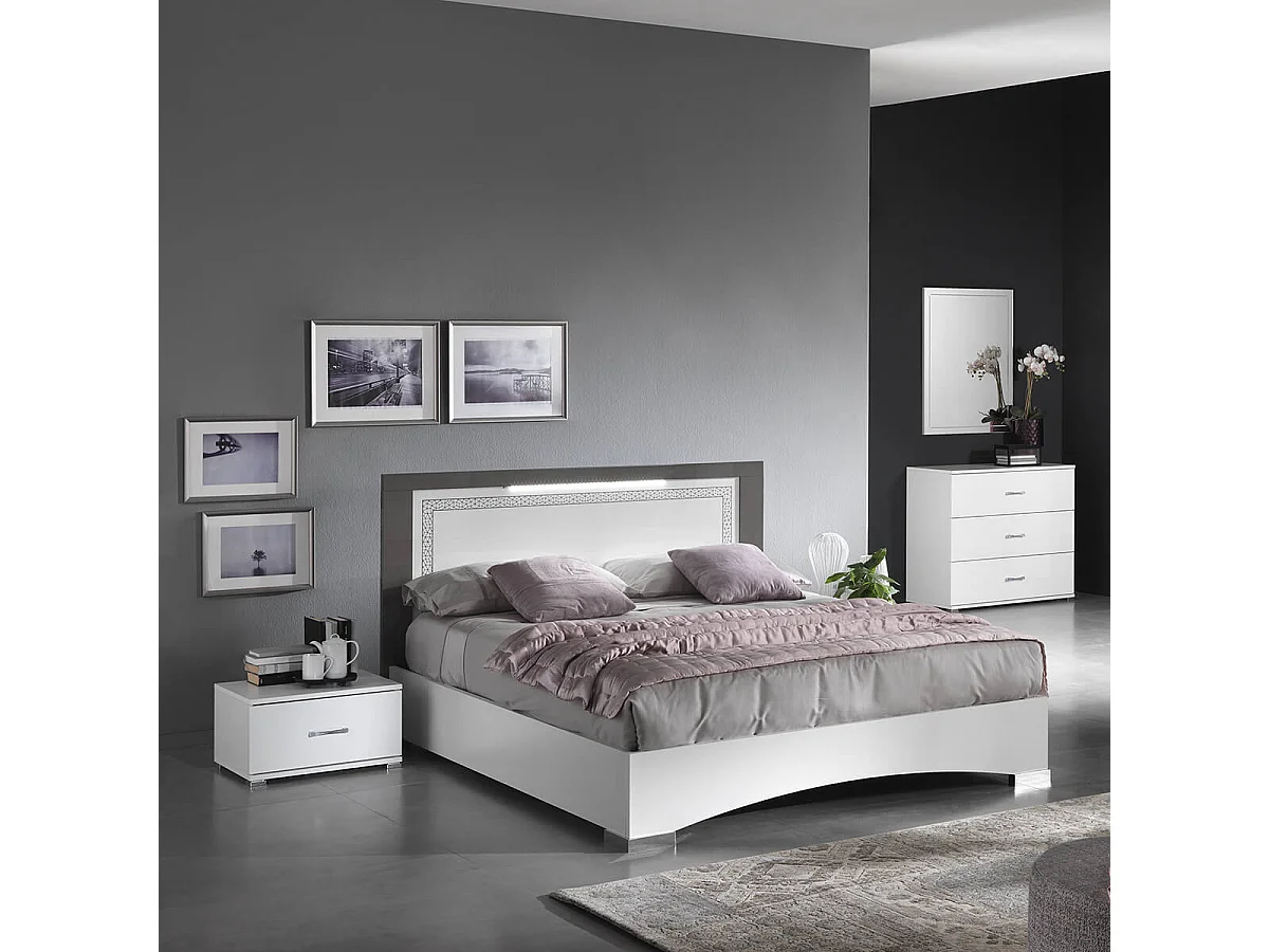 FADILY - Chambre 140x190cm avec Commode et Chevets