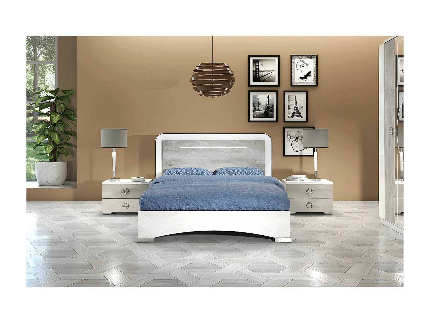 GOYA - Ensemble Lit 160x200cm + 2 Chevets