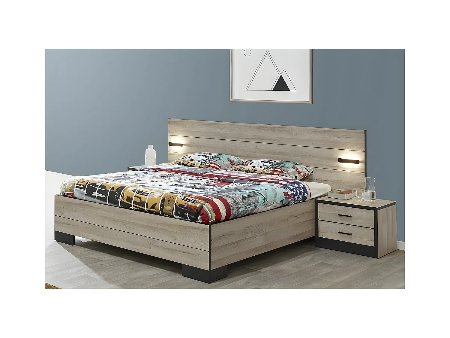 ELEOS - Ensemble Lit 180x200cm + 2 Chevets