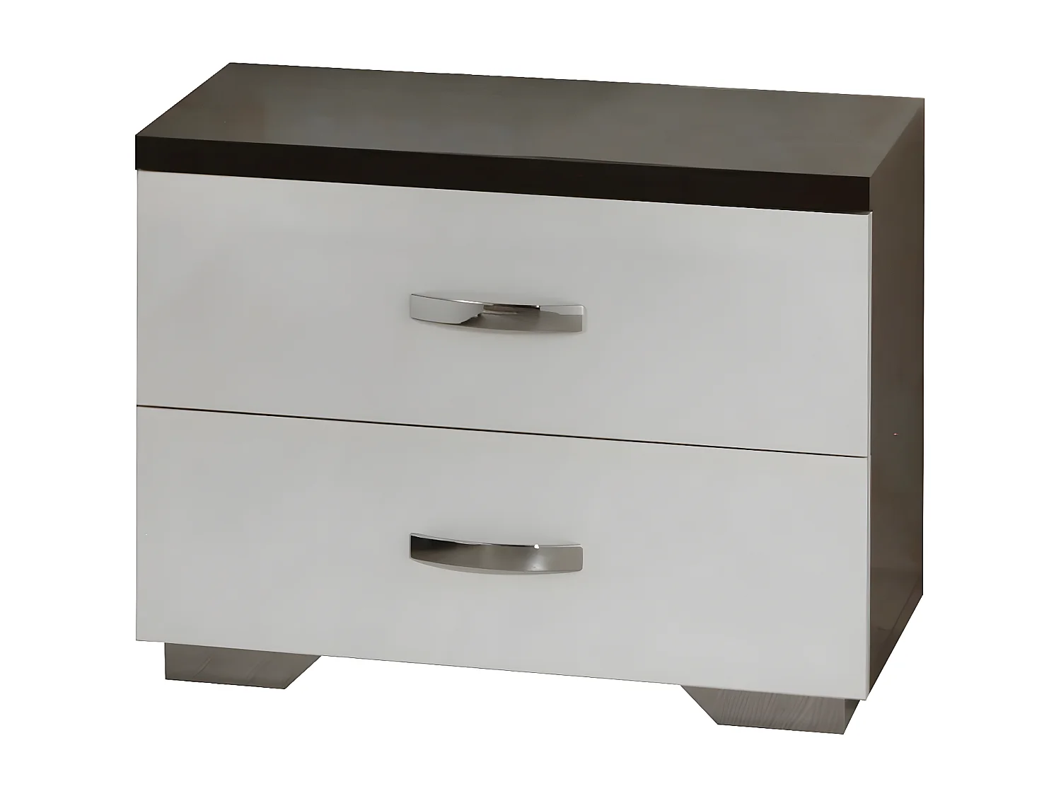 LUCIA - Chambre Complète 160x200cm Laqué Blanc et Chêne Anthracite