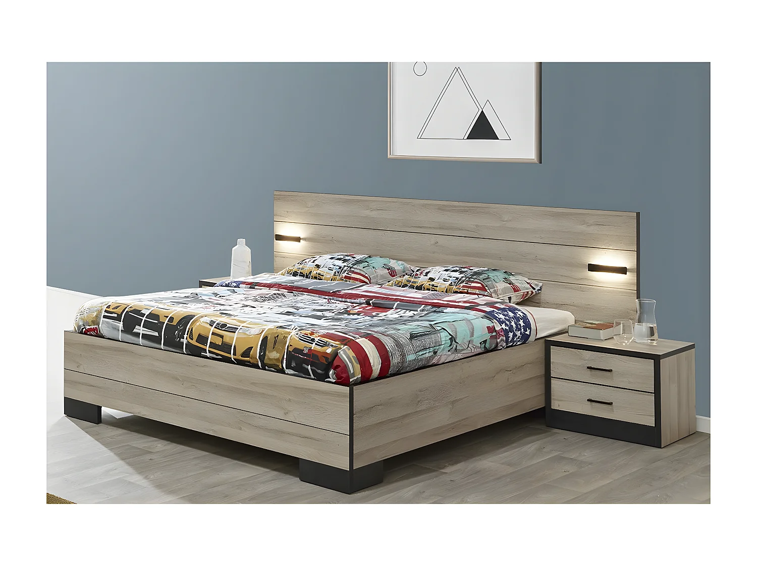 ELEOS - Ensemble Lit 140x200cm + 2 Chevets