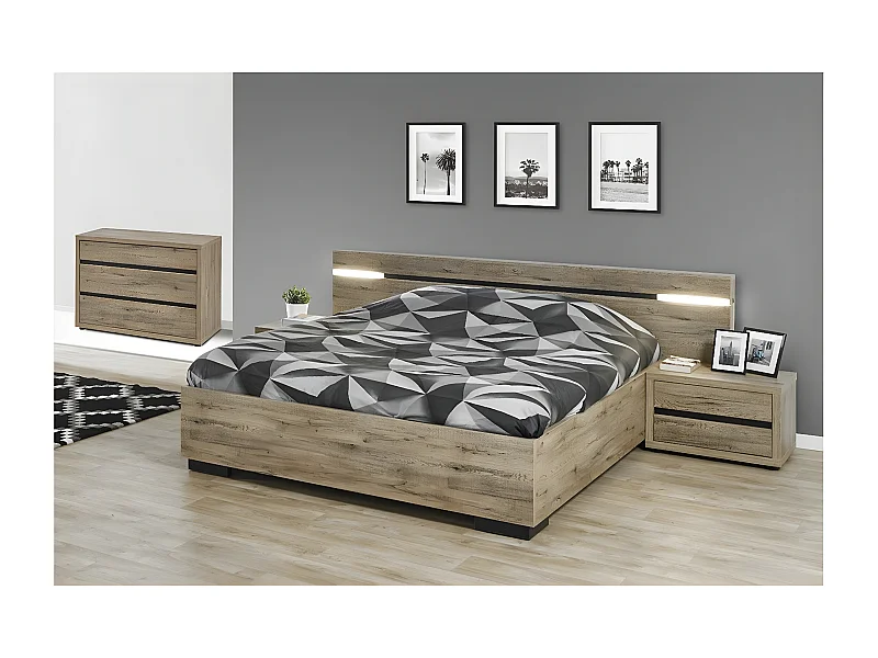 IRISA - Chambre 140x200cm avec Chevets et Commode