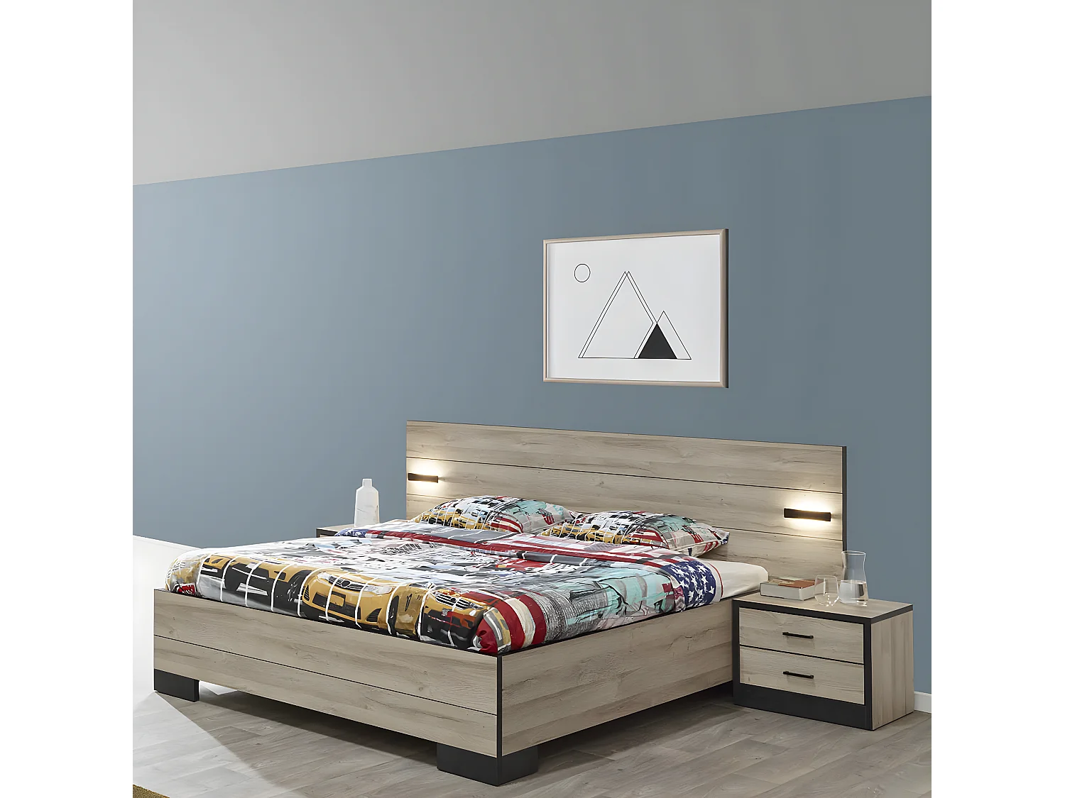 ELEOS - Ensemble Lit 160x200cm + 2 Chevets