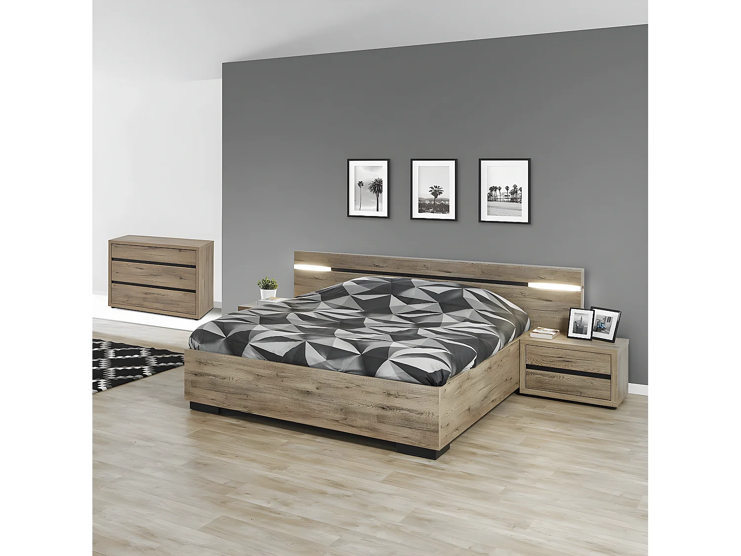 IRISA - Chambre 160x200cm avec Chevets et Commode