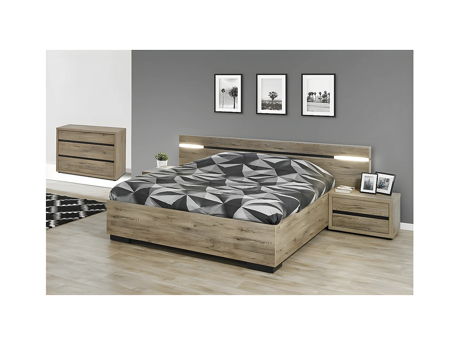 IRISA - Chambre 160x200cm avec Chevets et Commode