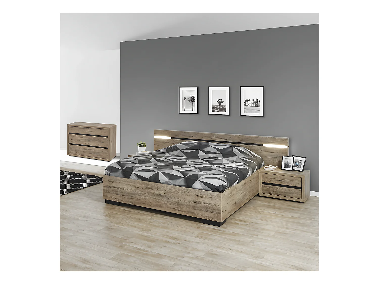 IRISA - Chambre 180x200cm avec Chevets et Commode