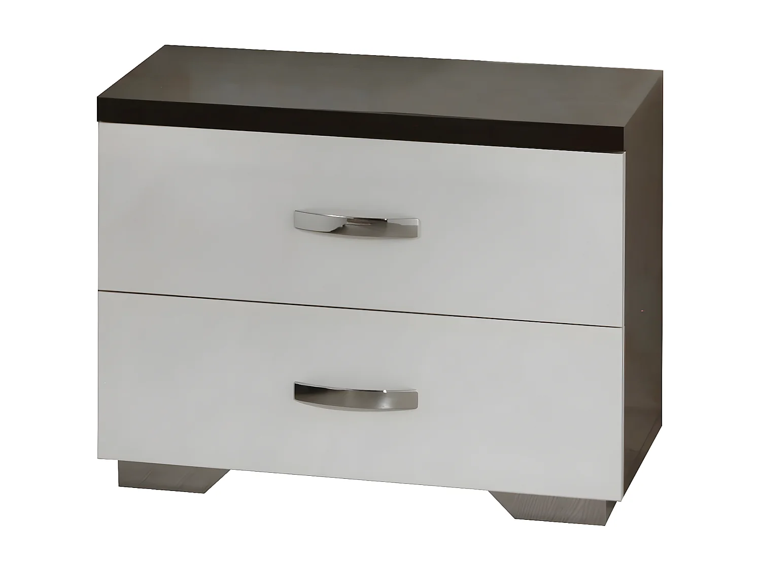 LUCIA - Chambre Complète 140x190cm Laqué Blanc et Chêne Anthracite