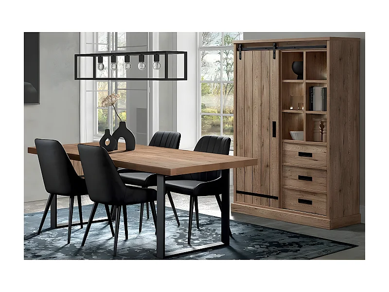 CEDRA - Ensemble Industriel Argentier + Table 230cm Piètement U