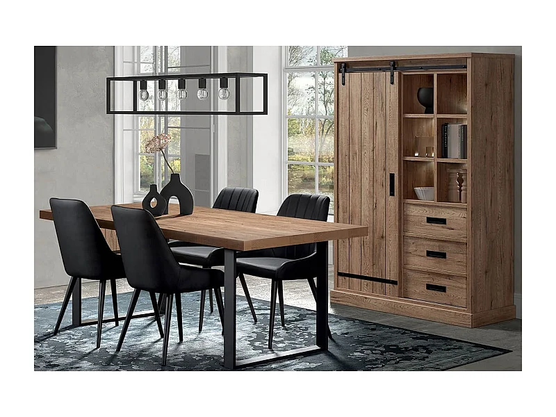 CEDRA - Ensemble Industriel Argentier + Table 230cm Piètement U