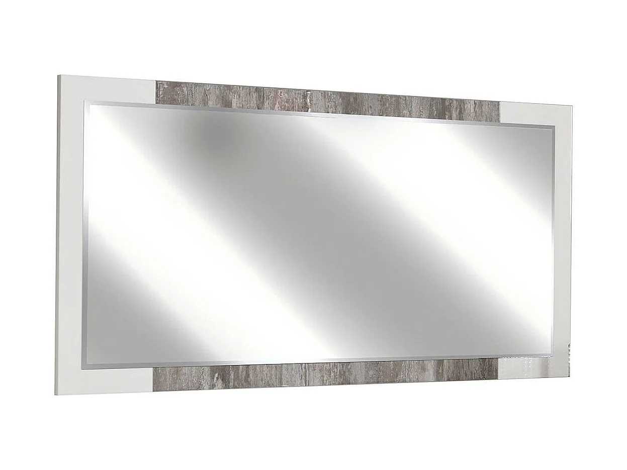 DENYS - Ensemble Séjour Complet Laqué Blanc et Effet Bois Taupe