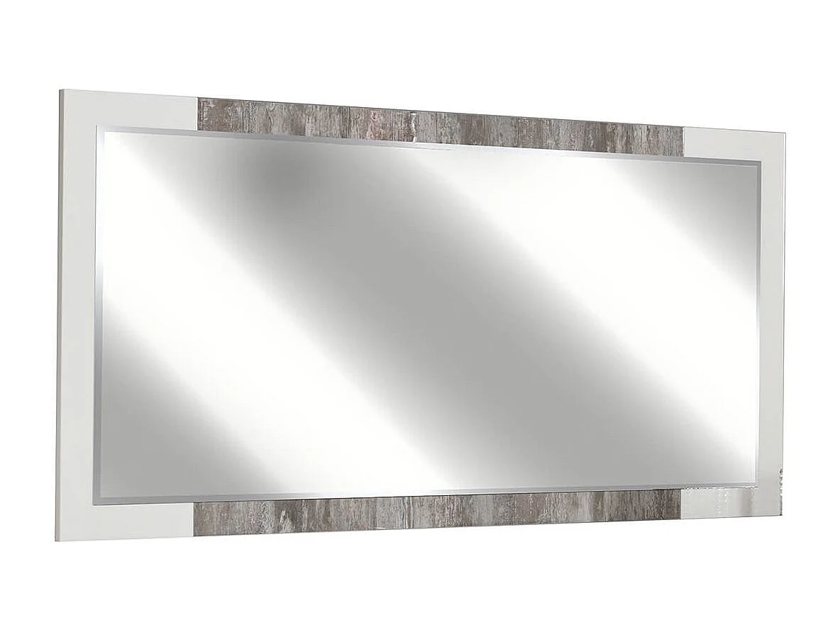 DENYS - Ensemble Séjour Complet Laqué Blanc et Effet Bois Taupe