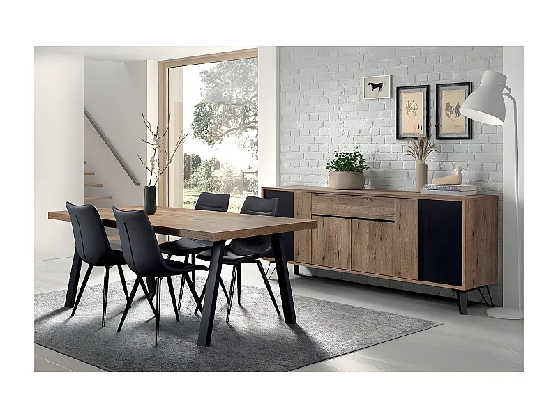 CARSON - Ensemble Buffet + Table 230cm Piètement Métal A