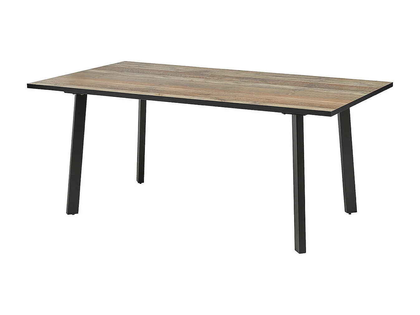 KARMINA - Ensemble Table + Buffet 3 Portes Aspect Bois et Métal