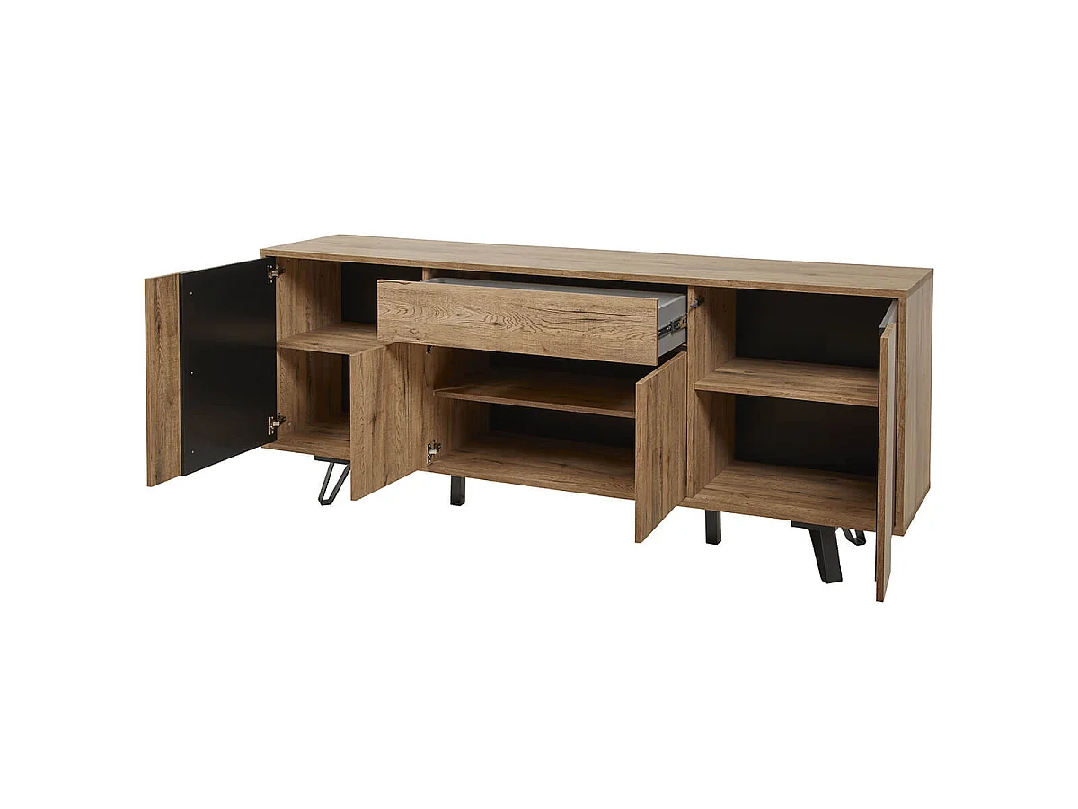 CARSON - Ensemble Séjour Complet avec Table 200cm Piètement Métal A