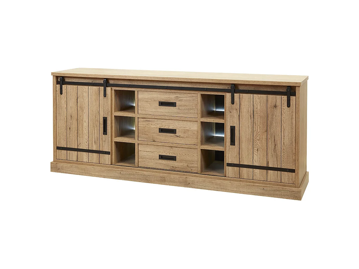 CEDRA - Ensemble Industriel Buffet + Table 170cm Piètement U