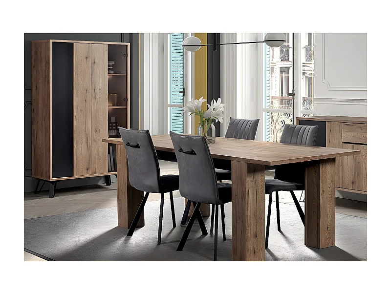 CARSON - Ensemble Argentier + Table Allongeable 180-230cm