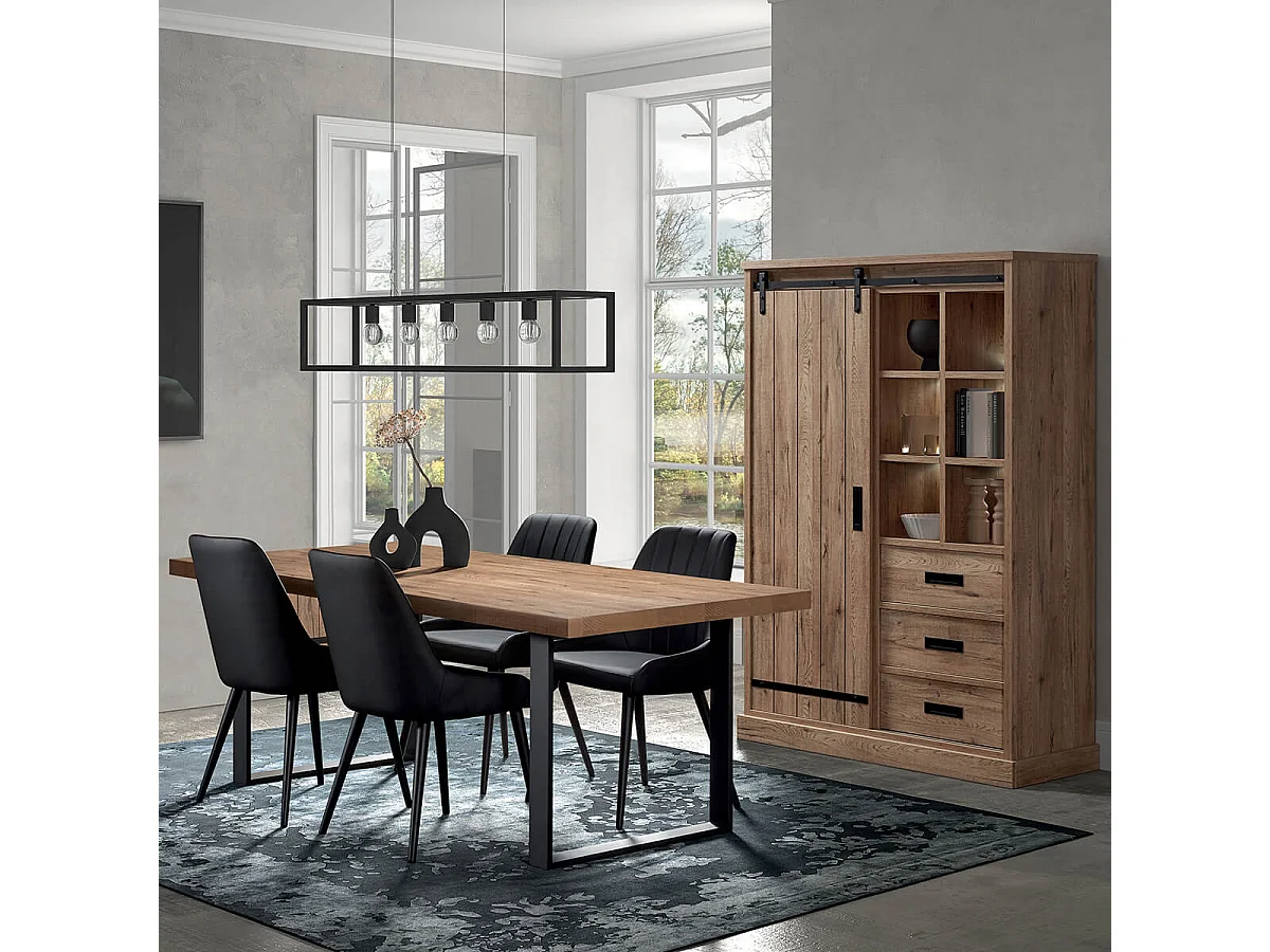CEDRA - Ensemble Industriel Argentier + Table 170cm Piètement U