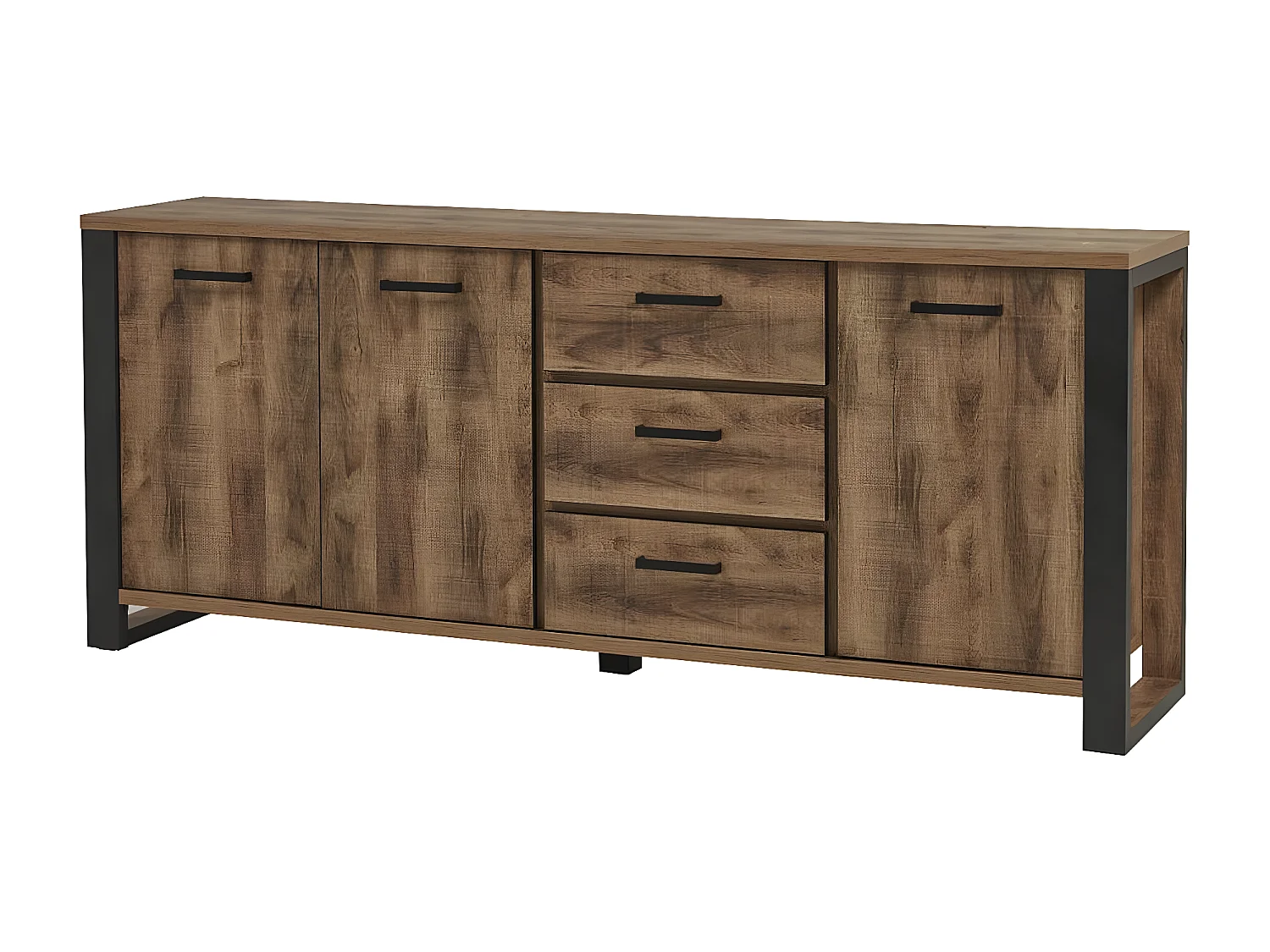 KORA - Ensemble Table 230cm + Buffet 3 Portes 3 Tiroirs