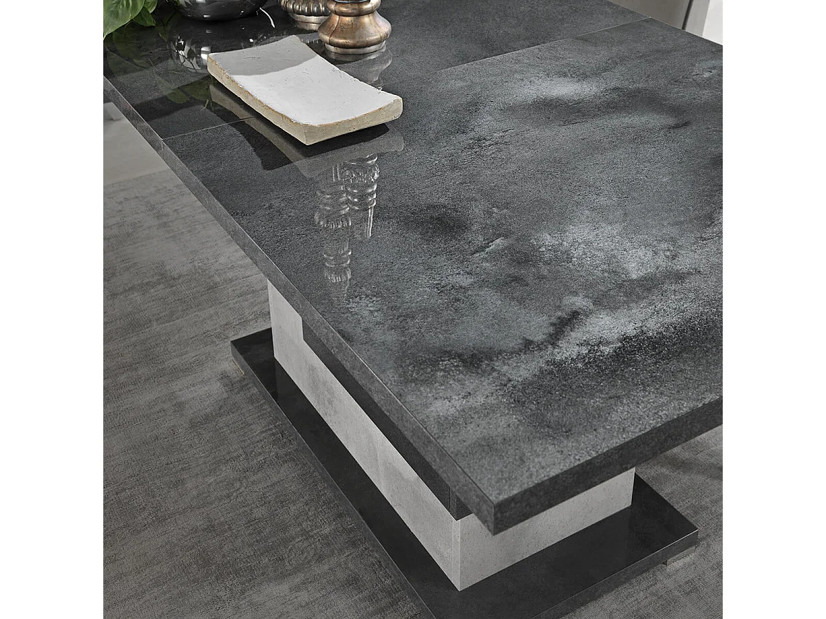 HOFFMAN - Ensemble Buffet 4P avec Miroir + Table Repas à Pied Central