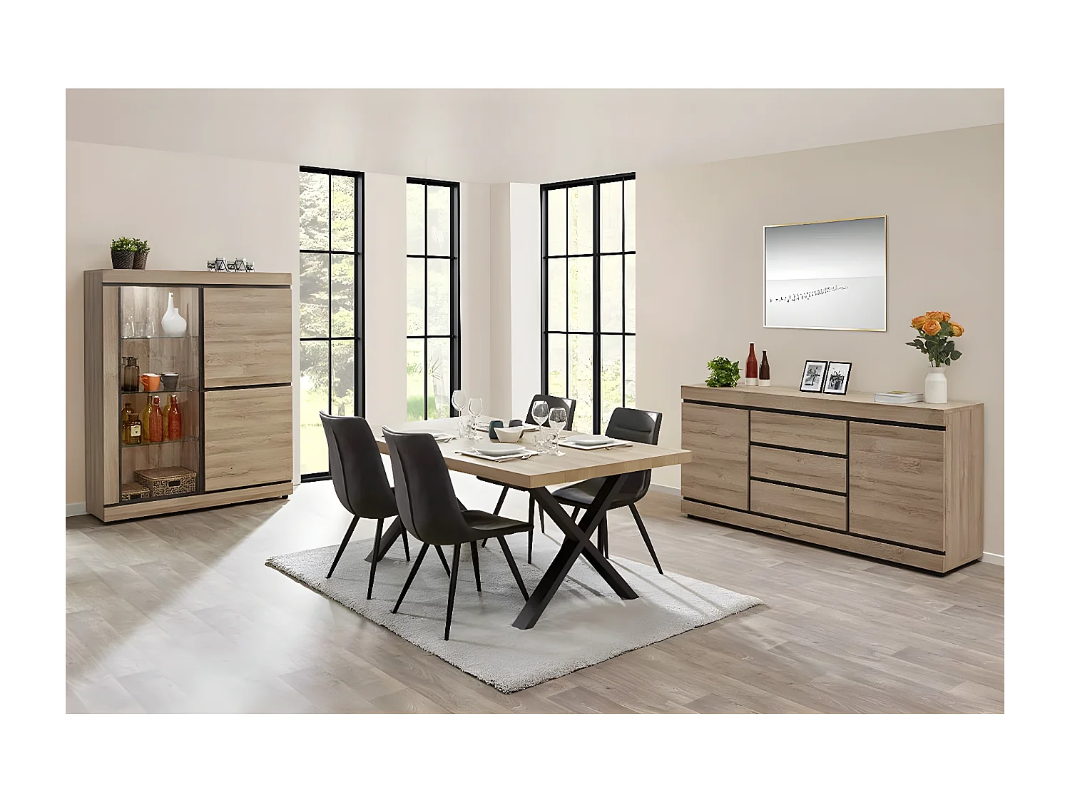 MASSIRE - Ensemble Séjour avec Table 200cm