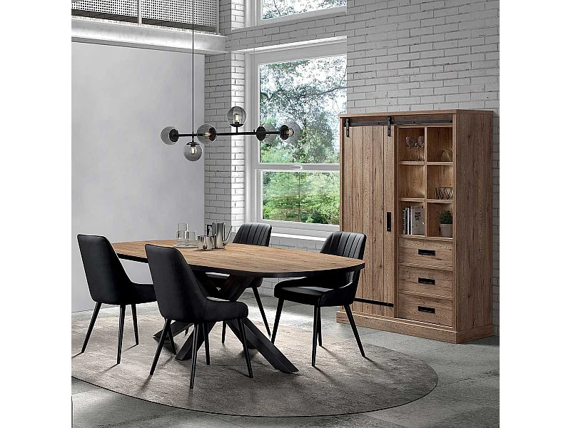 CEDRA - Ensemble Industriel Argentier + Table Ovale 200cm