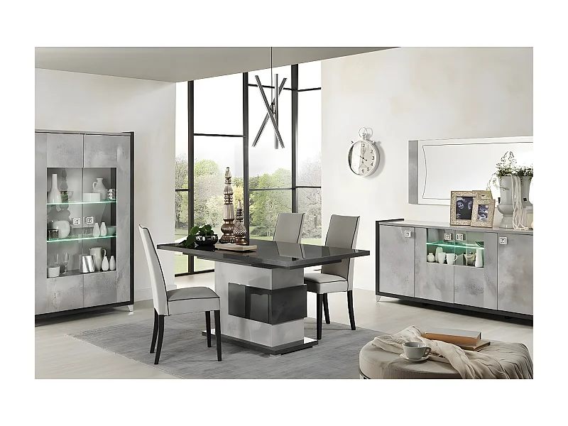 HOFFMAN - Ensemble Séjour avec Table de Repas à Pied Central