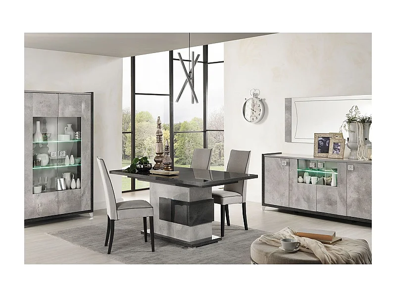 HOFFMAN - Ensemble Séjour avec Table de Repas à Pied Central