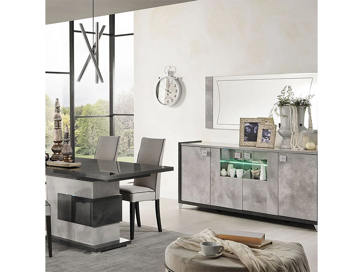 HOFFMAN - Ensemble Séjour avec Table de Repas à Pied Central