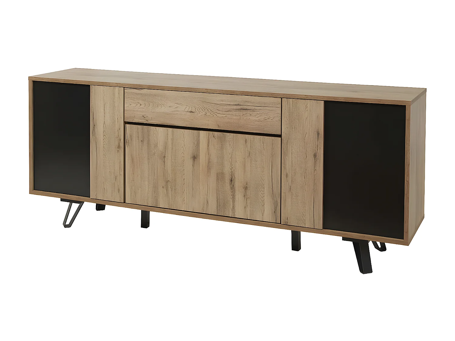 CARSON - Ensemble Buffet + Table 170cm Piètement Métal A