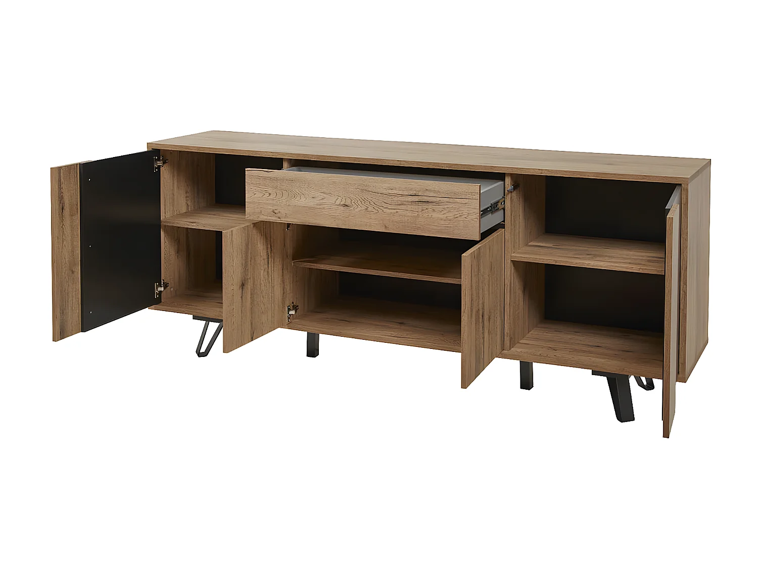 CARSON - Ensemble Buffet + Table 170cm Piètement Métal A