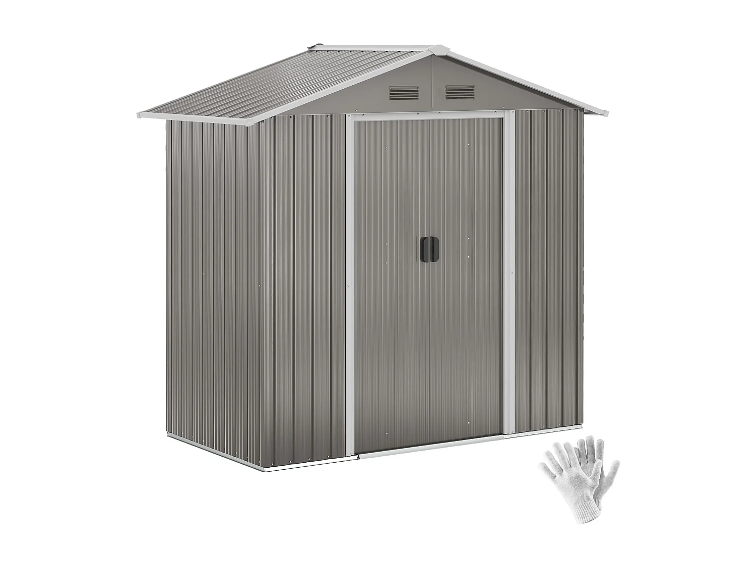 Abri de jardin - remise pour outils - cabanon porte verrouillable - dim. 194L x 110l x 184H cm - tôle d'acier gris