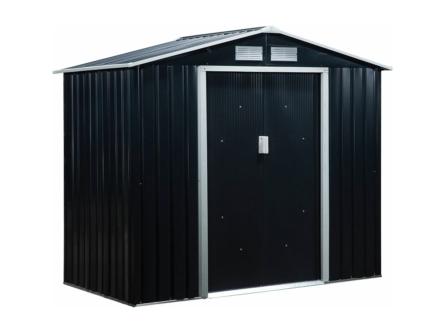 Abri de jardin - remise pour outils - cabanon porte verrouillable - dim. 213L x 130l x 185H cm - tôle d'acier gris