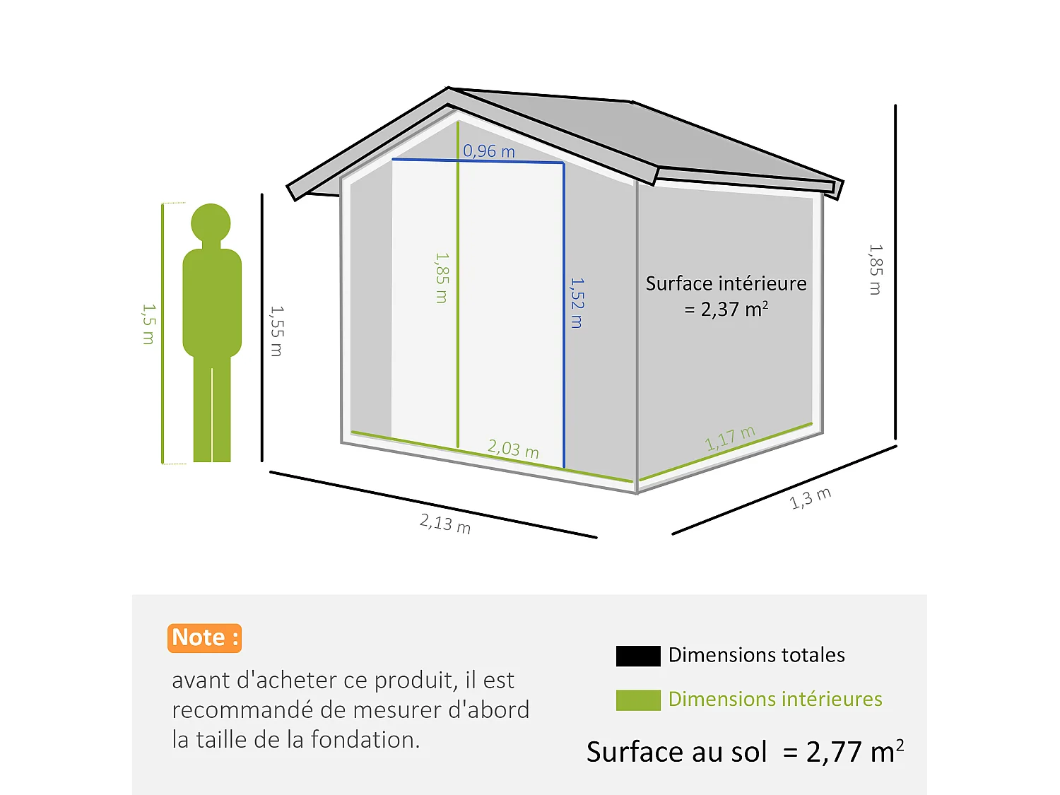 Abri de jardin - remise pour outils - cabanon porte verrouillable - dim. 213L x 130l x 185H cm - tôle d'acier gris