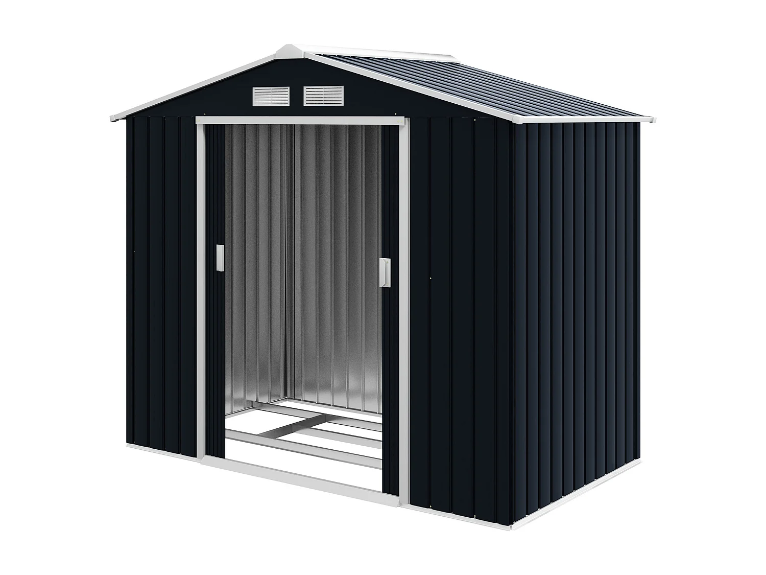 Abri de jardin - remise pour outils - cabanon porte verrouillable - dim. 213L x 130l x 185H cm - tôle d'acier gris