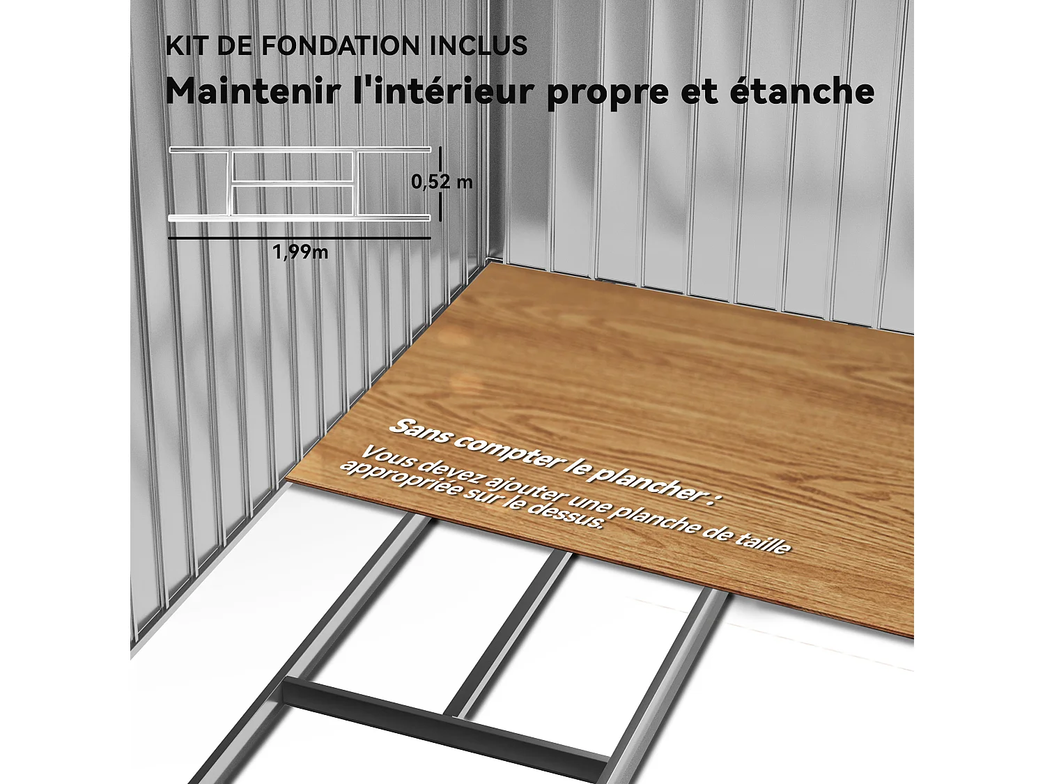 Abri de jardin - remise pour outils - cabanon porte verrouillable - dim. 213L x 130l x 185H cm - tôle d'acier gris