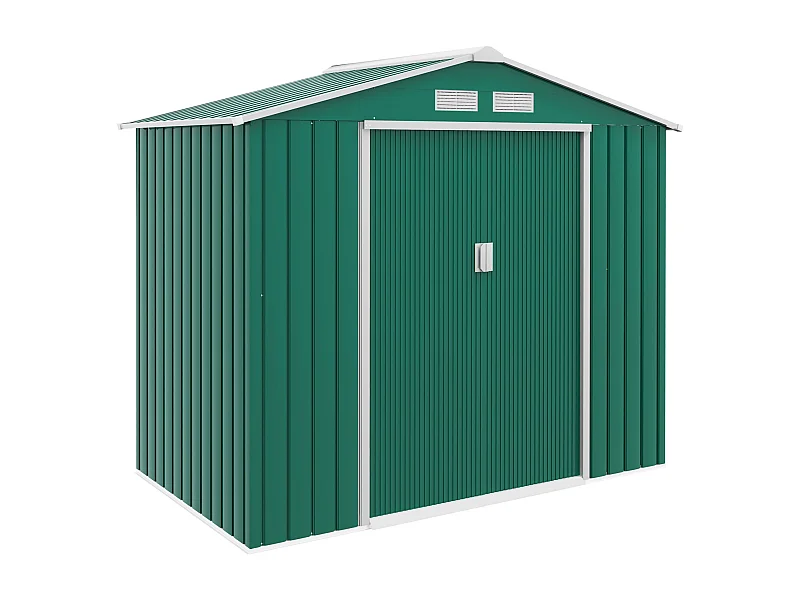 Abri de jardin - remise pour outils - cabanon porte verrouillable - dim. 213L x 130l x 185H cm - tôle d'acier vert