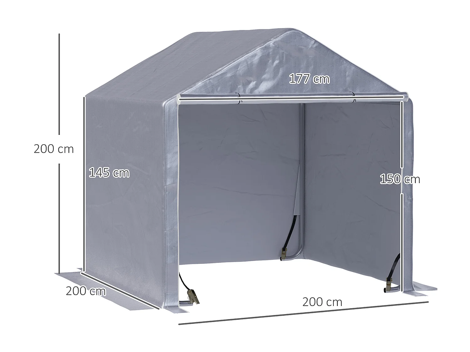 Abri de jardin rangement extérieur en PE résistant aux UV gris dim. 2L x 2l x 2H m