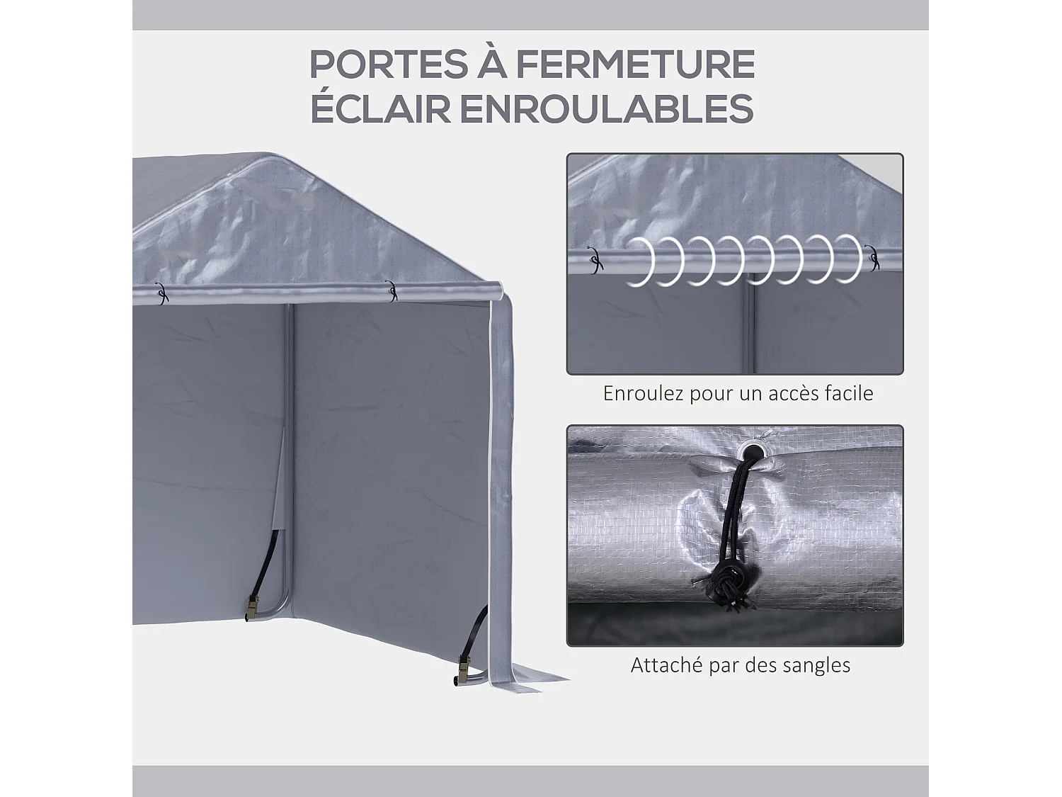 Abri de jardin rangement extérieur en PE résistant aux UV gris dim. 2L x 2l x 2H m