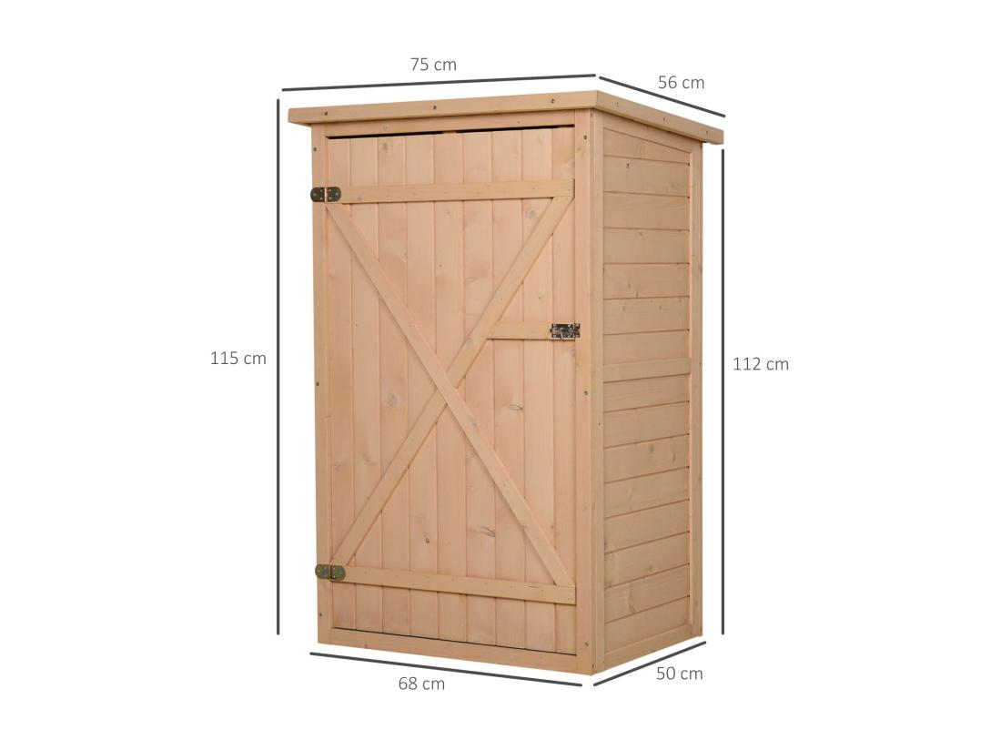 vente unique Armoire abri de jardin remise pour outils - grande porte verrouillable loquet - 2 étagères - toit bitumé incliné bois de sapin pré-huilé