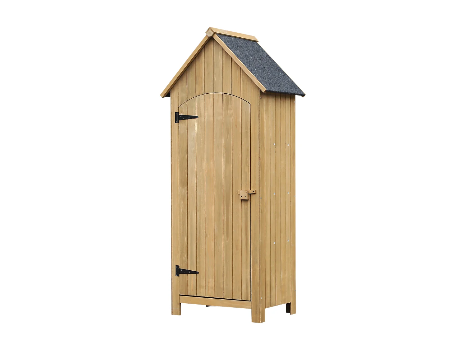 Armoire abri de jardin remise pour outils 3 étagères porte loquet toit pente bitumé dim. 77L x 54l x 179H cm bois sapin pré-huilé