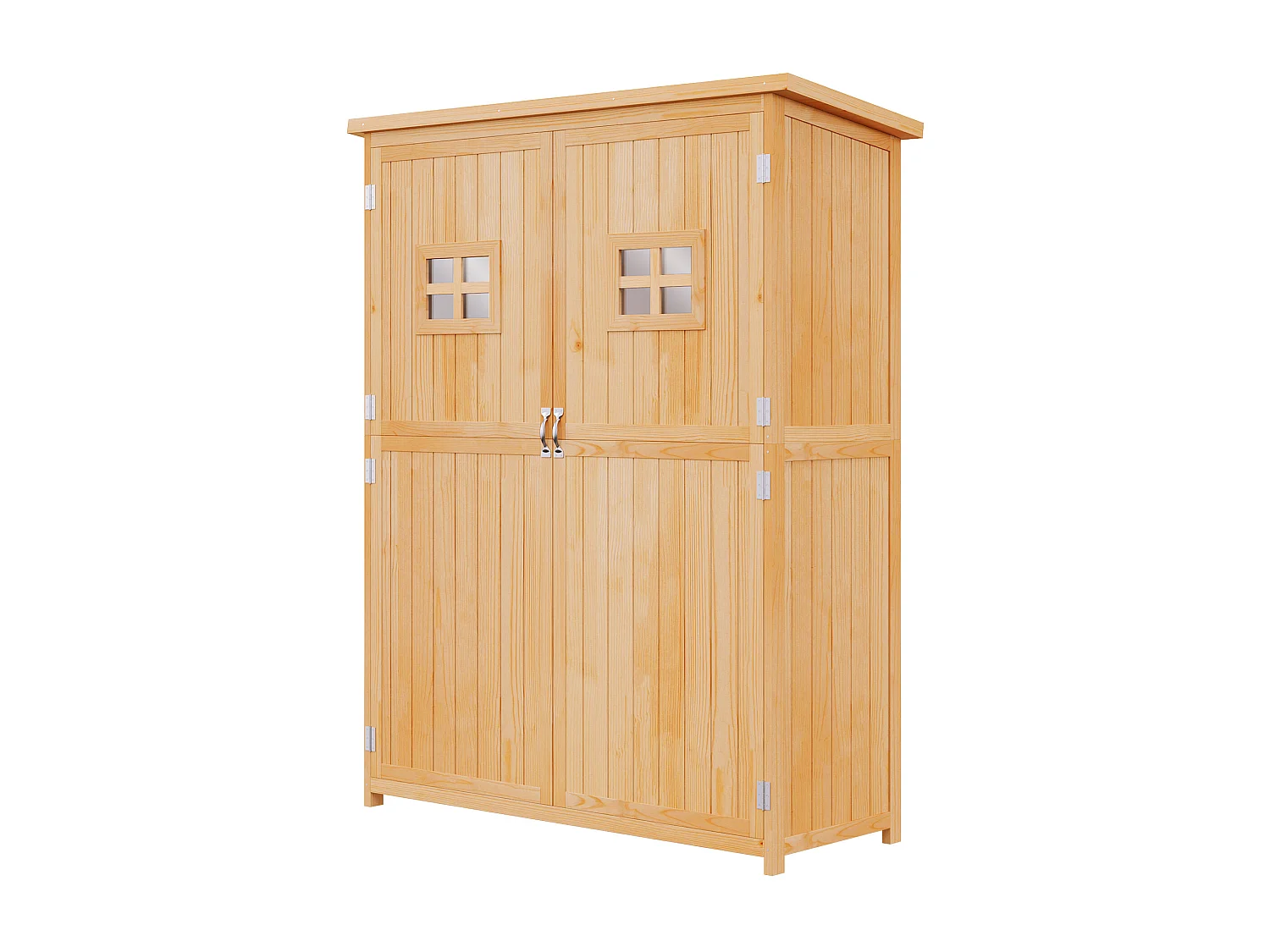 Abri de jardin armoire de jardin remie pour outil ur pied dim. 128L x 50l x 164H cm 2 étagère 2 porte 2 fenêtre toit bitumé étanche boi maif apin pré-huilé