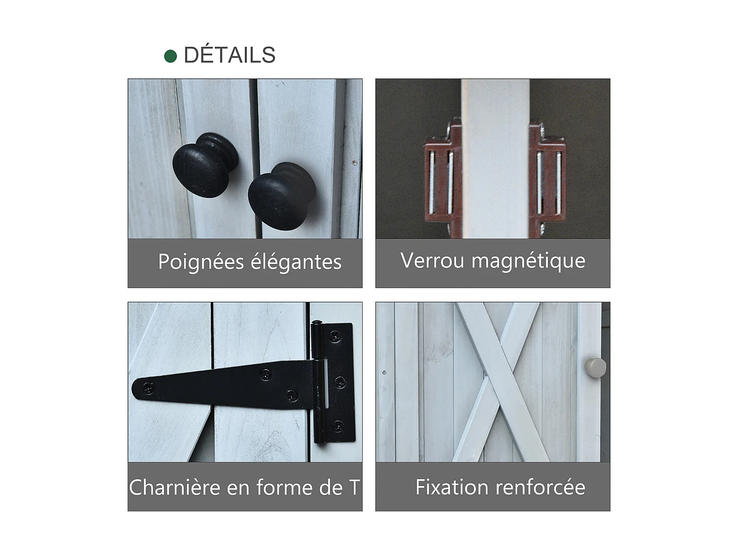 Abri de jardin armoire de jardin remise pour outils sur pied dim. 110L x 55l x 117H cm 2 étagères 2 portes toit bitumé étanche bois massif pin pré-huilé gris