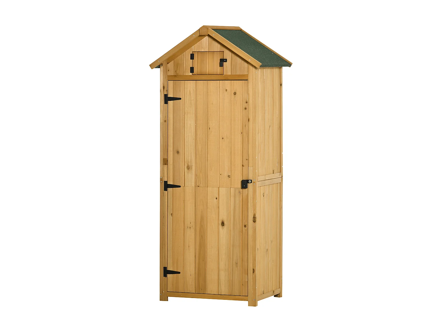 Armoire abri de jardin remise pour outils 3 étagères 2 portes loquets toit pente bitumé 77L x 54l x 179H cm sapin traité lasuré