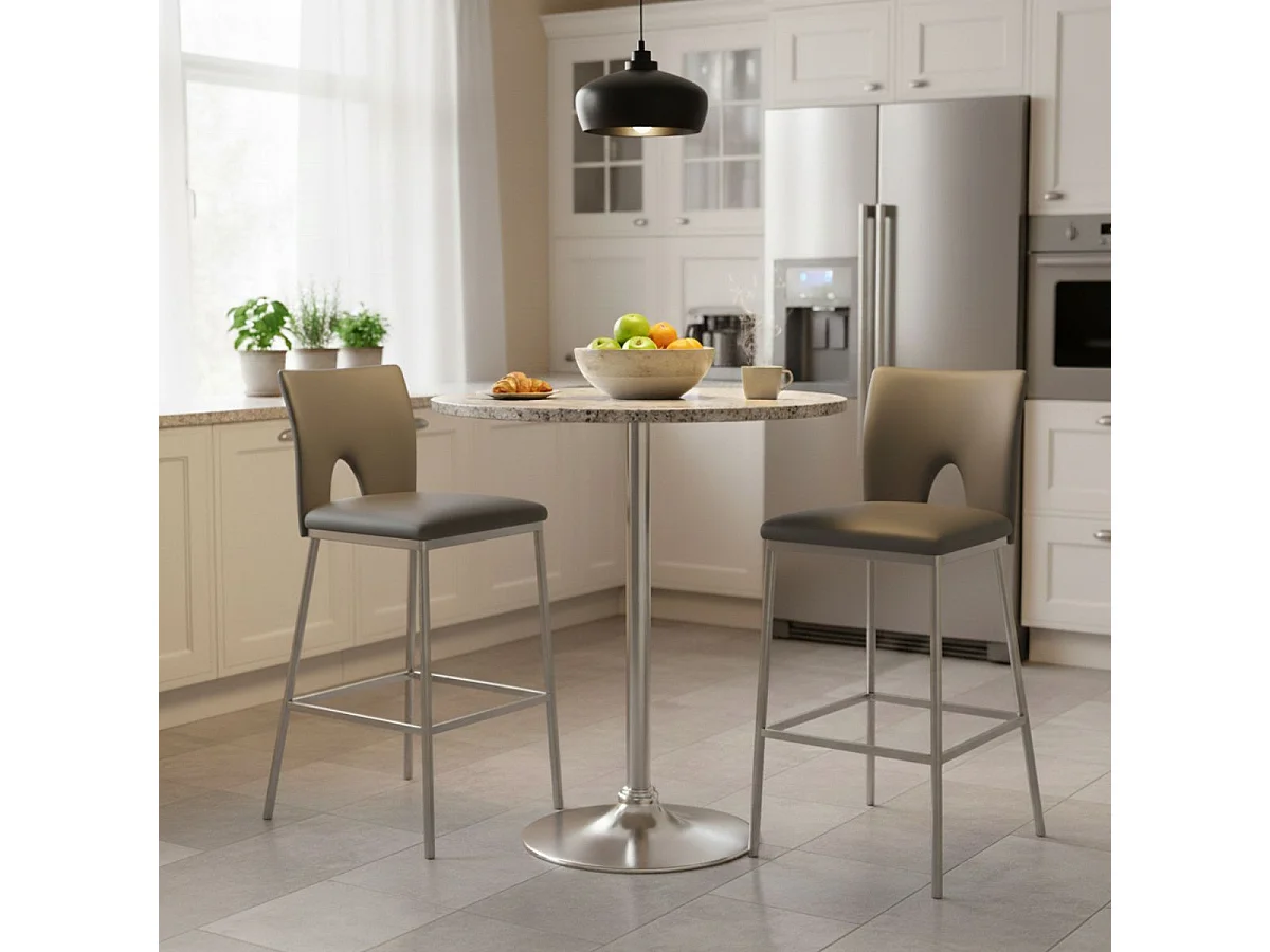 CATALIA - Lot de 2 Tabourets Gris