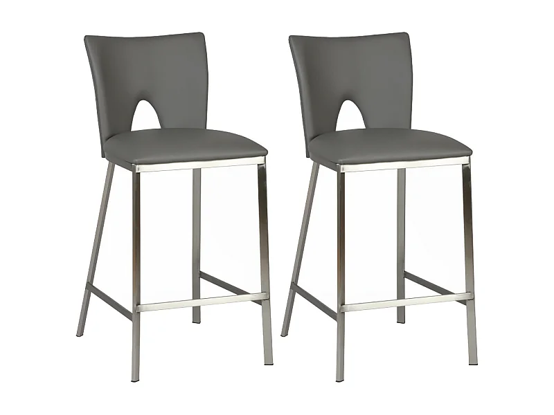 CATALIA - Lot de 2 Tabourets Gris